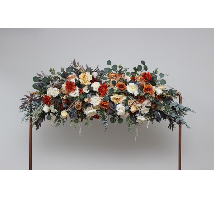 Flower Arch Arrangement in Rust, Orange & Cream | Faux Floral Archway for Wedding