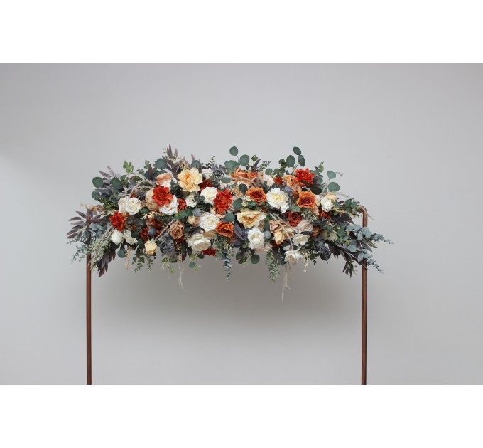 Flower Arch Arrangement in Rust, Orange & Cream | Faux Floral Archway for Wedding