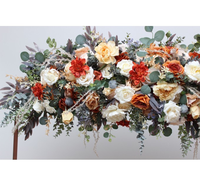 Flower Arch Arrangement in Rust, Orange & Cream | Faux Floral Archway for Wedding
