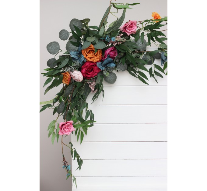 Flower Arch Arrangement in Jewel-Tone Colors | Faux Floral Archway for Wedding