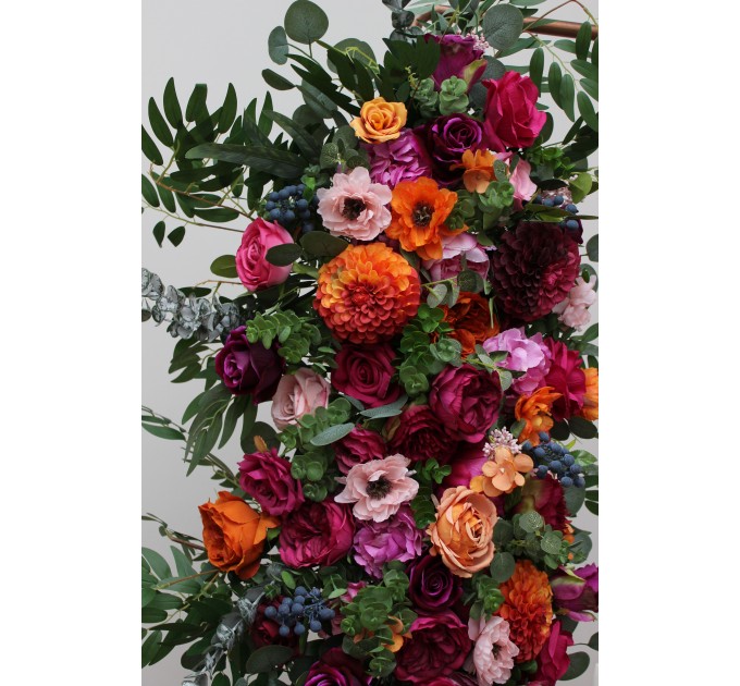 Flower Arch Arrangement in Orange, Pink & Magenta | Faux Floral Archway for Wedding
