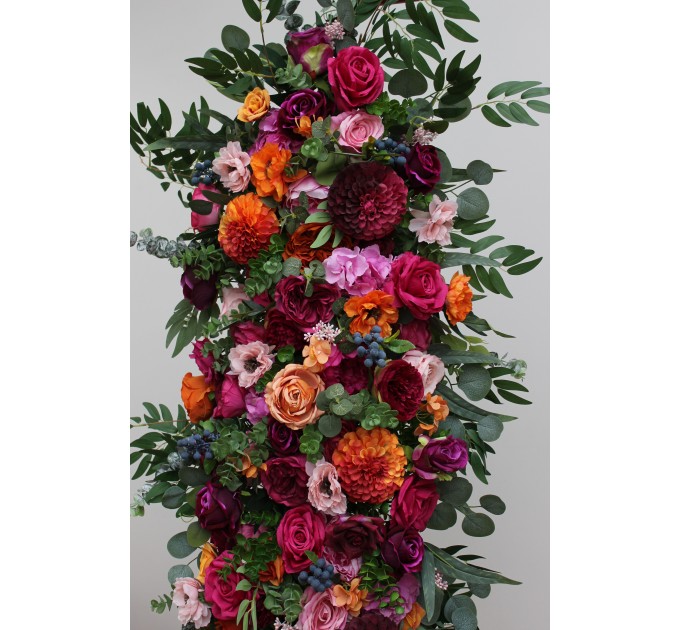 Flower Arch Arrangement in Orange, Pink & Magenta | Faux Floral Archway for Wedding