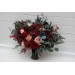 Wedding Bouquets in Burgundy, Red, Beige, Teal & Blue | Faux Bridal & Bridesmaid Bouquets