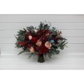Wedding Bouquets in Burgundy, Red, Beige, Teal & Blue | Faux Bridal & Bridesmaid Bouquets