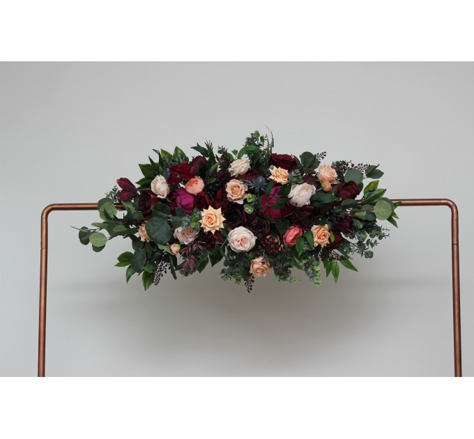 Flower Arch Arrangement in Purple, Peach, Burgundy & Magenta | Faux Floral Archway for Wedding