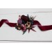 Wedding boutonnieres and wrist corsage in purple peach burgundy magenta color scheme. Flower accessories. 5316
