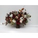 Cascade and Classic Bridal Bouquets – Burgundy, Ivory, and Brown Faux Flowers