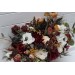 Cascade and Classic Bridal Bouquets – Burgundy, Ivory, and Brown Faux Flowers