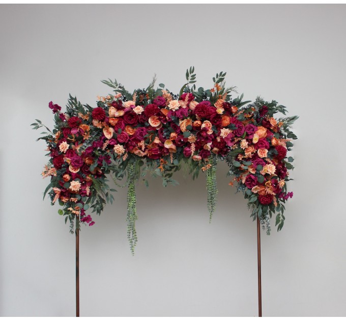 Flower Arch Arrangement in Magenta, Peach & Coral | Faux Floral Archway for Wedding