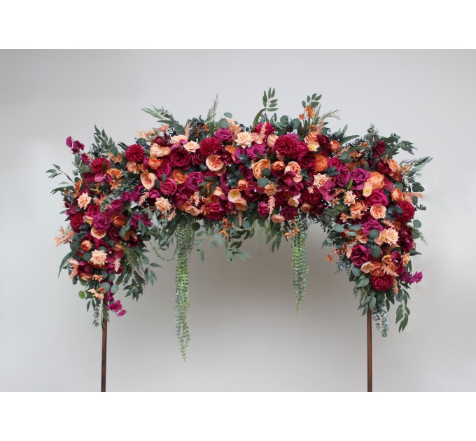 Flower Arch Arrangement in Magenta, Peach & Coral | Faux Floral Archway for Wedding