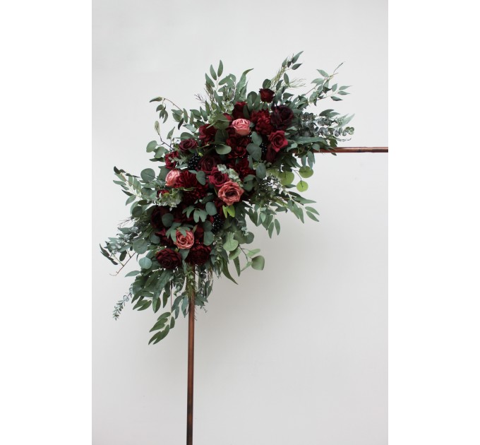 Flower Arch Arrangement in Burgundy & Dusty Rose | Faux Floral Archway for Wedding