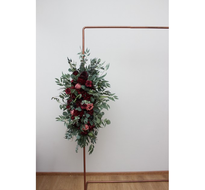 Flower Arch Arrangement in Burgundy & Dusty Rose | Faux Floral Archway for Wedding