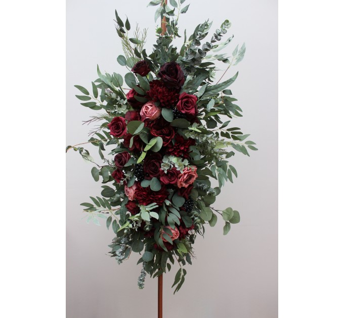 Flower Arch Arrangement in Burgundy & Dusty Rose | Faux Floral Archway for Wedding