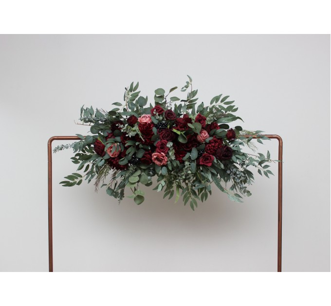 Flower Arch Arrangement in Burgundy & Dusty Rose | Faux Floral Archway for Wedding