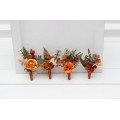Wedding Boutonnieres and Wrist Corsage in Rust Orange | Flower Accessories
