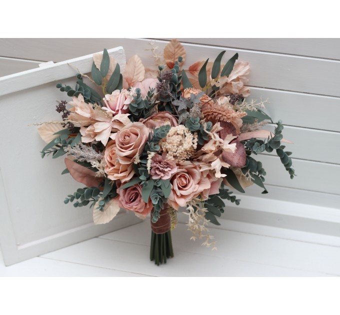Wedding Bouquets in Dusty Rose & Blush Pink | Faux Bridal & Bridesmaid Bouquets