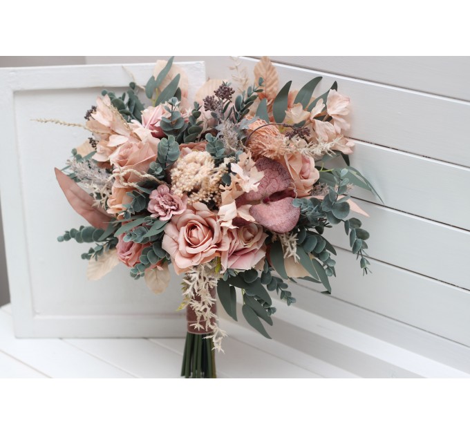 Wedding Bouquets in Dusty Rose & Blush Pink | Faux Bridal & Bridesmaid Bouquets