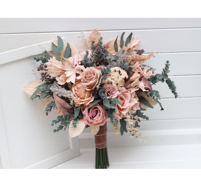 Wedding Bouquets in Dusty Rose & Blush Pink | Faux Bridal & Bridesmaid Bouquets