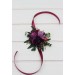 Wedding boutonnieres and wrist corsage in purple magenta gold color scheme. Flower accessories.5273