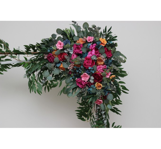 Flower Arch Arrangement in Jewel-Tone Colors | Faux Floral Archway for Wedding