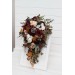 Cascade and Classic Bridal Bouquets – Burgundy, Ivory, and Brown Faux Flowers