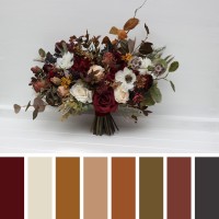 Cascade and classic Bridal bouquet. Bridesmaid bouquet. Burgundy ivory white brown flowers. Faux flowers. Fall wedding bouquet. Silk flowers. Boho wedding. Brown oliva greenery.  5310
