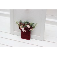 Pocket boutonniere in blush pink burgundy color scheme. Flower accessories. Pocket flowers. Square flowers. 5246