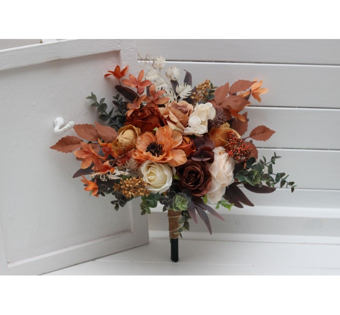 Wedding Bouquets in Orange, Ivory, Rust & Terracotta | Faux Bridal & Bridesmaid Bouquets