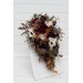 Cascade and Classic Bridal Bouquets – Burgundy, Ivory, and Brown Faux Flowers
