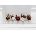 Set of 5 hair pins in burgundy ivory white color scheme. Hair accessories. Flower accessories for wedding. 5310