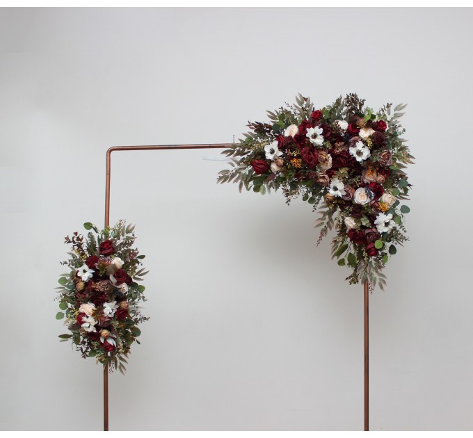 Flower Arch Arrangement in Burgundy, Ivory & White | Faux Floral Archway for Wedding