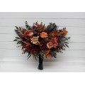 Burgundy, Orange, Rust & Brown Bridal Faux Bouquet | Fall Wedding Flowers