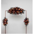 Flower Arch Arrangement in Burgundy, Orange, Rust & Brown | Faux Floral Archway for Wedding