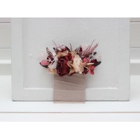 Pocket boutonniere in burgundy dusty rose blush pink color scheme. Flower accessories. Pocket flowers. Square flowers. 5256
