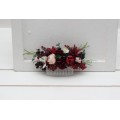 Flower comb in burgundy black green beige ivory color scheme. Wedding accessories for hair. Bridal flower comb. Bridesmaid floral comb. 5279