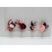 Set of 4 hair pins in burgundy dusty rose blush pink color scheme. Hair accessories. Flower accessories for wedding. 5256