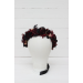 Burgundy beige black gold flower crown. Hair wreath. Flower girl crown. Halloween wedding. 0018 EU UK