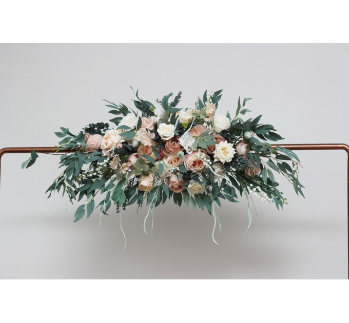  Flower arch arrangement in beige white blush pink colors.  Arbor flowers. Floral archway. Faux flowers for wedding arch. 0028-1