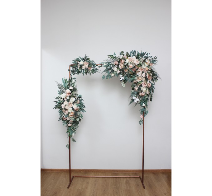 Flower Arch Arrangement in Beige, White & Blush Pink | Faux Floral Archway for Wedding