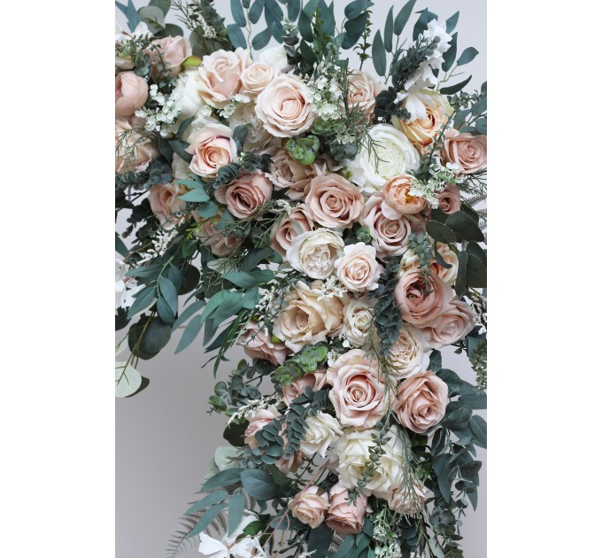 Flower Arch Arrangement in Beige, White & Blush Pink | Faux Floral Archway for Wedding