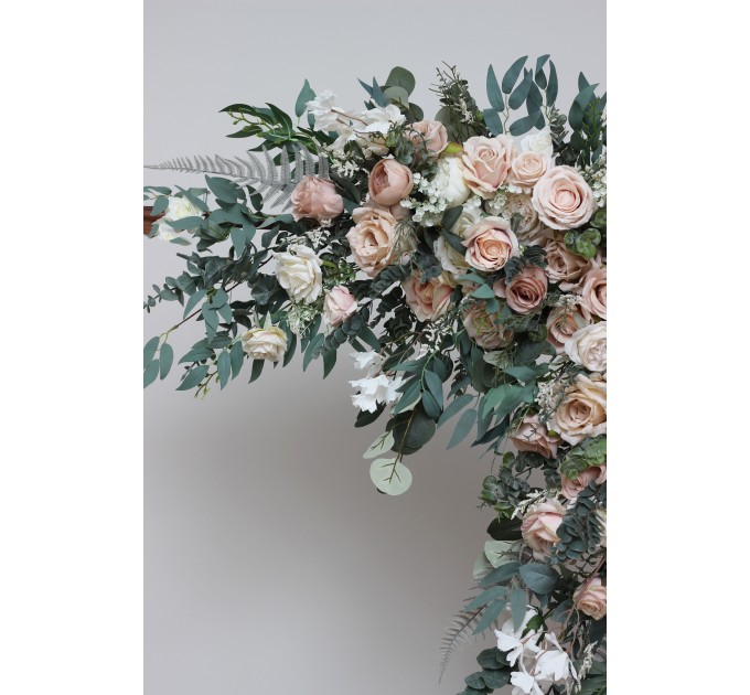 Flower Arch Arrangement in Beige, White & Blush Pink | Faux Floral Archway for Wedding