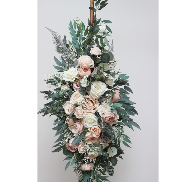 Flower Arch Arrangement in Beige, White & Blush Pink | Faux Floral Archway for Wedding