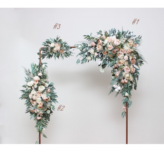 Flower Arch Arrangement in Beige, White & Blush Pink | Faux Floral Archway for Wedding
