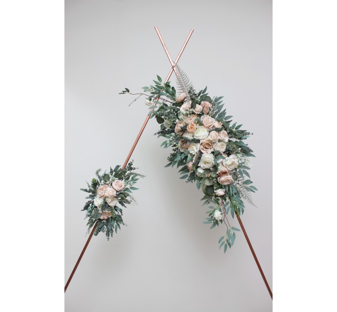 Flower Arch Arrangement in Beige, White & Blush Pink | Faux Floral Archway for Wedding