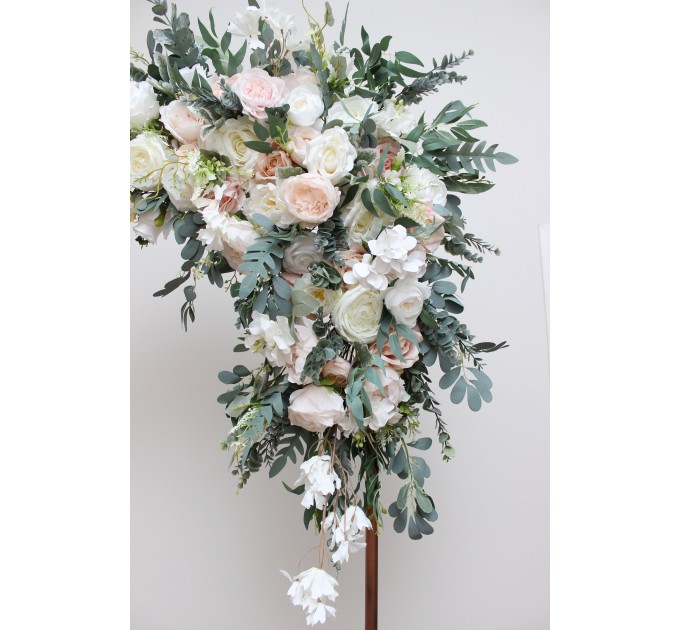 Flower Arch Arrangement in White & Blush Pink | Faux Floral Archway for Wedding