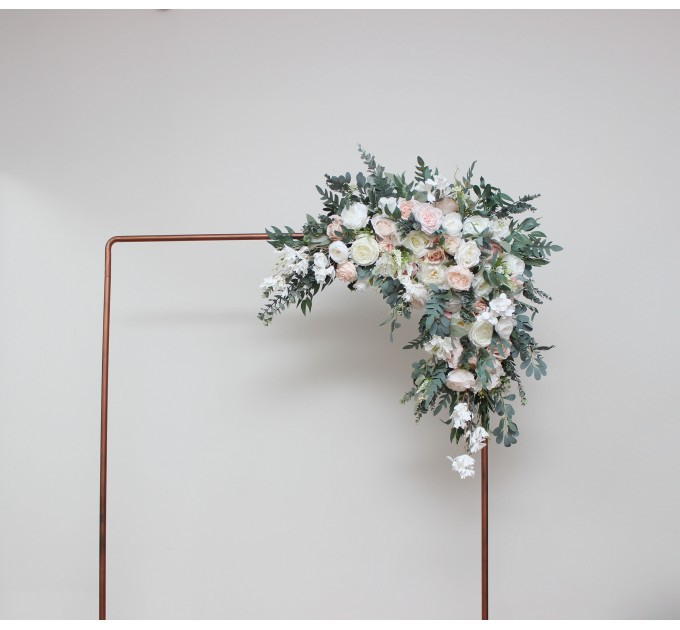 Flower Arch Arrangement in White & Blush Pink | Faux Floral Archway for Wedding