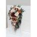 Wedding bouquets in beige terracotta white blush pink colors. Bridal bouquet. Cascading bouquet. Faux bouquet. Bridesmaid bouquet. 0027