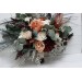Wedding bouquets in beige terracotta white blush pink colors. Bridal bouquet. Cascading bouquet. Faux bouquet. Bridesmaid bouquet. 0027