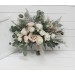 Wedding bouquets in beige white blush pink colors. Bridal bouquet. Faux bouquet. Bridesmaid bouquet. 0028