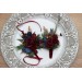  Wedding boutonnieres and wrist corsage  in burgundy navy blue gold color theme. Flower accessories. 0031